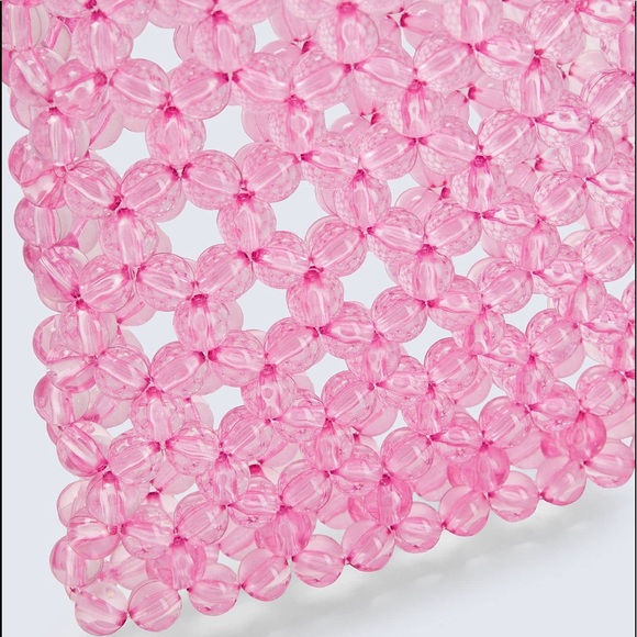 Pink clear beaded woven pink clear crossbody bag - Picture 11 of 16